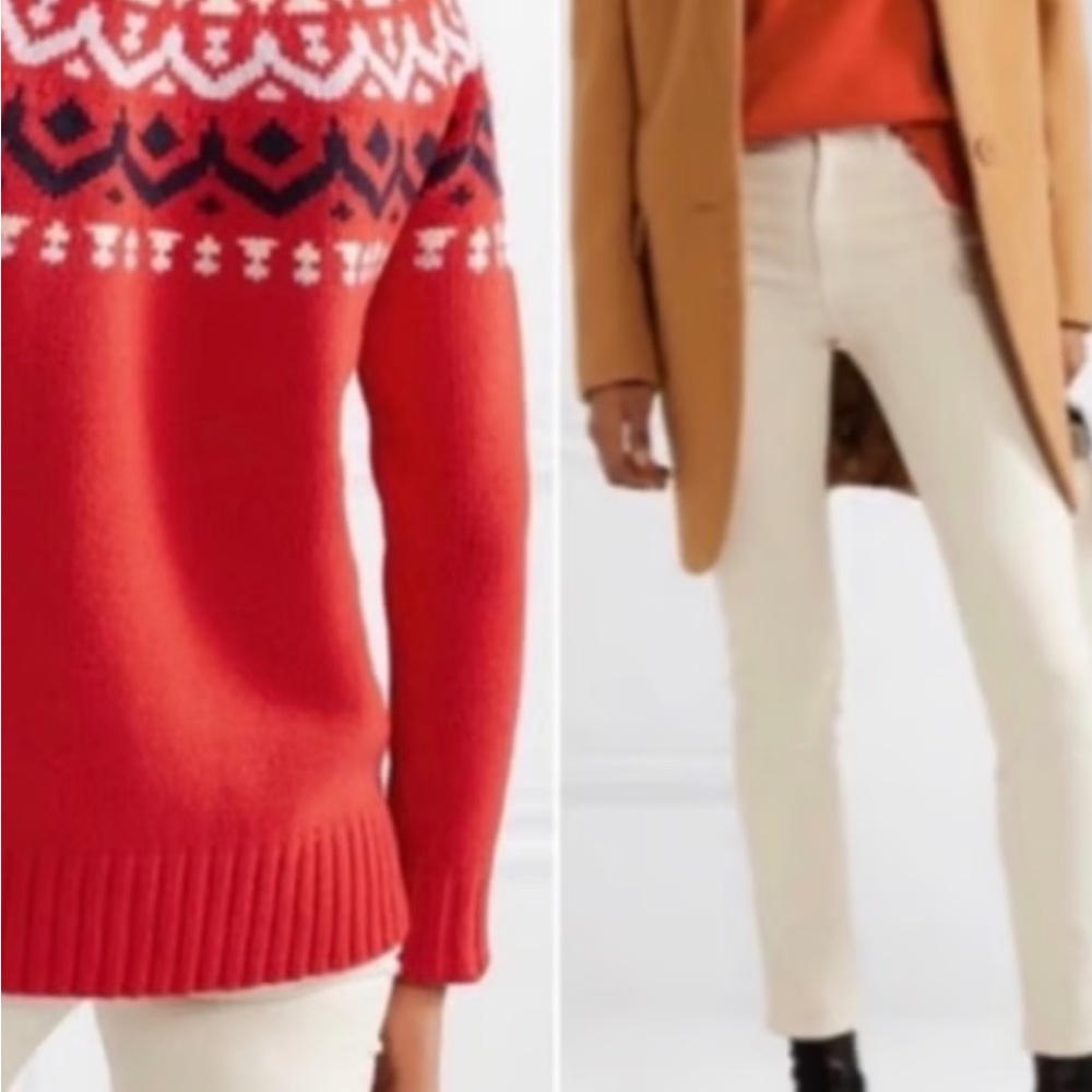 J. Crew wool red warm sweater apre ski sweater size xs
